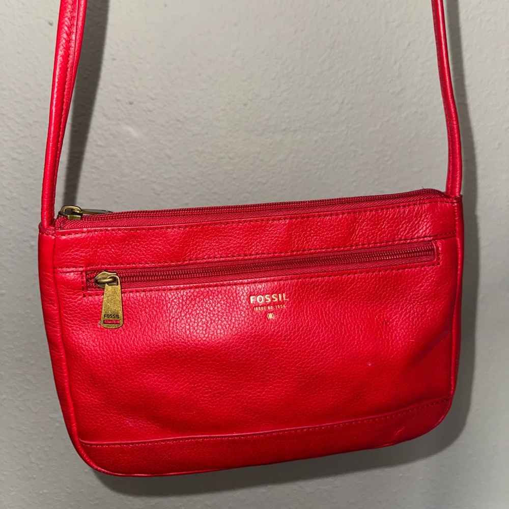 Fossil Cherry Red Crossbody Bag